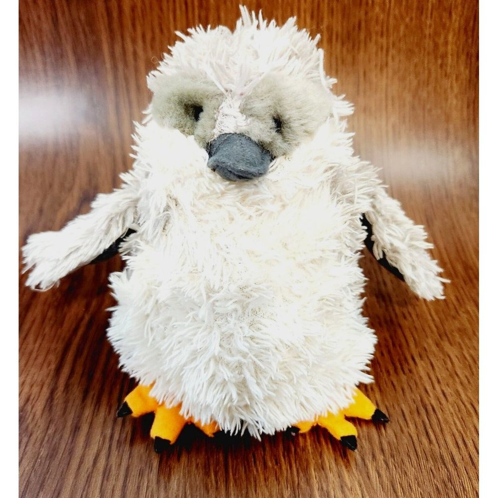 Wild Republic Penguin Plush Gray White 6.5 Orange Feet Shaggy 2011 Stuffed Toy